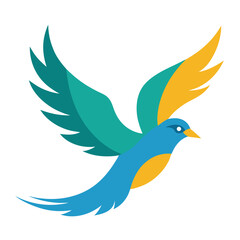 Obraz premium Illustration of a bird in flight with wings spread isolated on white background