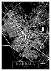Karbala Iraq City Street Map. City downtown, abstract travel art, modern background graphic design, new office banner art, street view paint