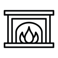 Minimalist Fireplace Line Icon Vector Illustration