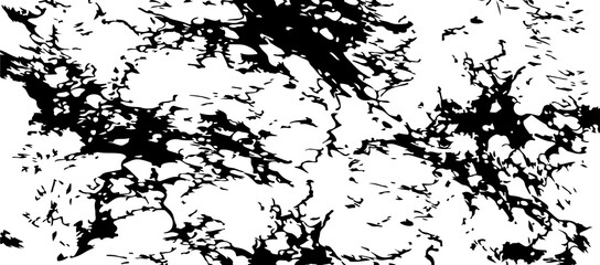 Grunge texture background with black distressed pattern on a white surface, featuring cracked and rough elements, creating an aged and weathered abstract artistic effect isolated on transparent backgr