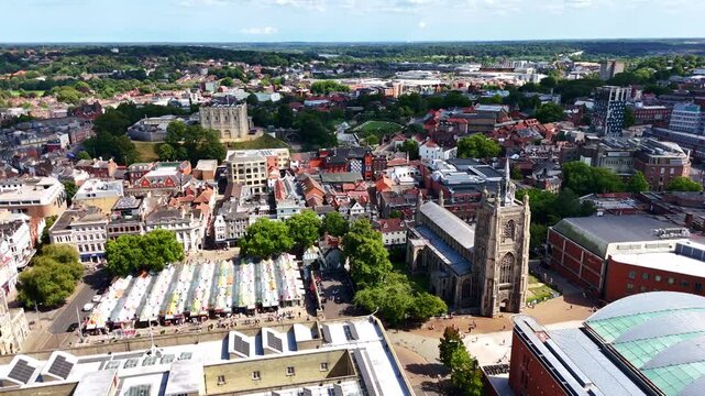 Norwich cityscape over the market