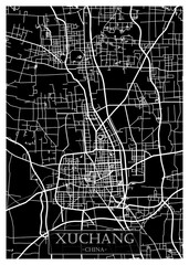 Xuchang China City Street Map. City downtown, abstract travel art, modern background graphic design, new office banner art, street view paint