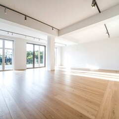 Fototapeta premium Empty Modern Apartment Sunlight Interior Floor