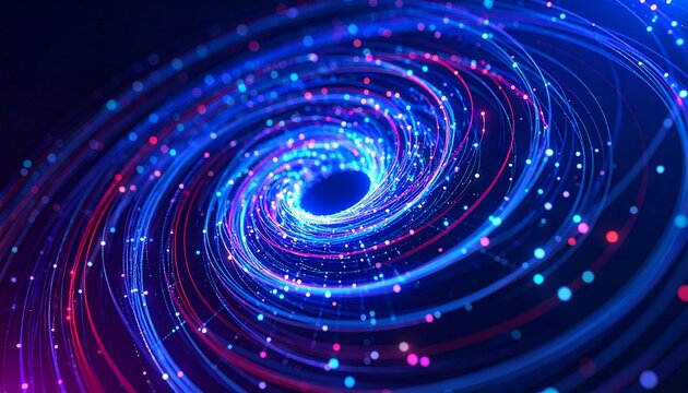 Futuristic Glowing Spiral with Blue and Pink Light Trails. - Powered by Adobe
