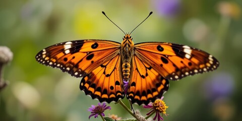 Obraz premium Issoria lathonia Butterfly, Melitaea didyma, Delicate Wing Detail