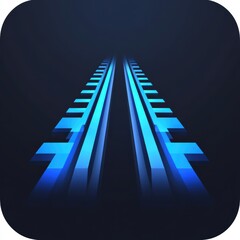 Futuristic Neon Blue Symmetrical Path Graphic
