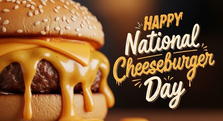 A close-up of a delicious cheeseburger with melted cheese, celebrating National Cheeseburger Day.