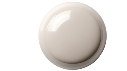 Glossy Off-White Circular Button with Subtle Rim Detail.