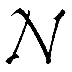 The letter N is written in a cursive style