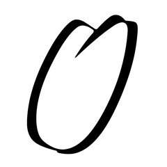 A black and white drawing of a letter O.