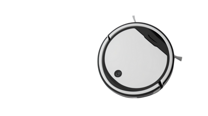 Modern robotic vacuum cleaner smart home appliance isolated on white background
