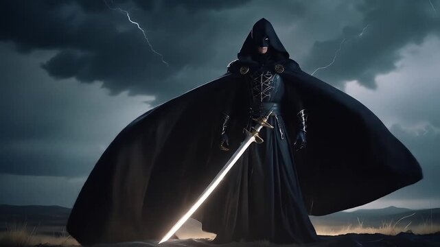 Dark Knight Under Stormy Skies