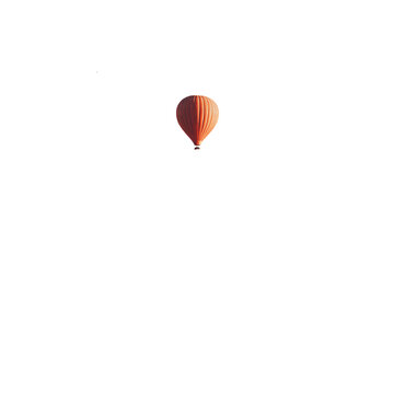 Hot air balloon over desert at sunrise - surreal style 