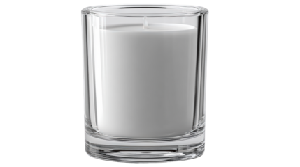 Cylindrical Clear Glass Holder with White Pillar Candle.