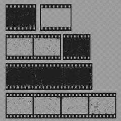 Set of Old Dirty Film Strips. Retro Frames. Vector