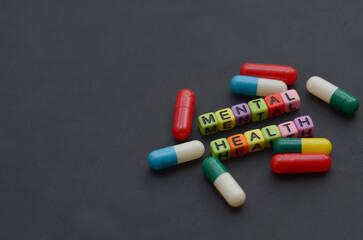 Mental Health Concept with Pill Capsules Symbolizing Psychological Well-Being
