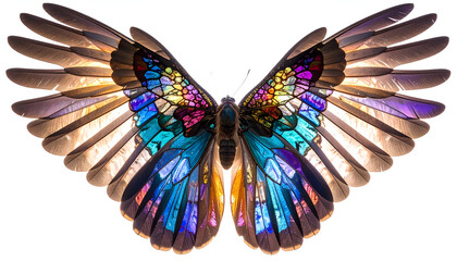 Detailed Butterfly Displaying Vibrant Wing Patterns Against a Pure White Background
