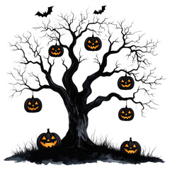 Watercolor Gothic Halloween Clipart Set | Witches, Pumpkins, Ghosts, Black Roses, Skulls