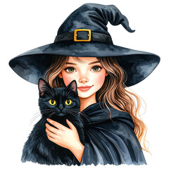 Watercolor Gothic Halloween Clipart Set | Witches, Pumpkins, Ghosts, Black Roses, Skulls