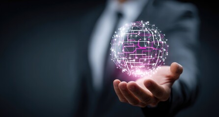 Holographic globe of circuits held in hand