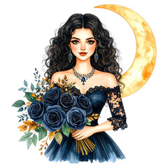 Watercolor Gothic Halloween Clipart Set | Witches, Pumpkins, Ghosts, Black Roses, Skulls