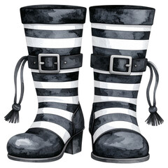 Watercolor Gothic Halloween Clipart Set | Witches, Pumpkins, Ghosts, Black Roses, Skulls