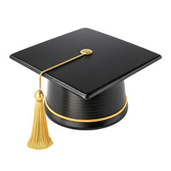 Celebrate academic achievement with a classic black graduation cap featuring a luxurious golden tassel and trim, symbolizing success and knowledge.