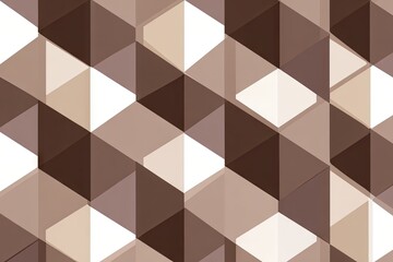 Obraz premium Abstract geometric pattern of interlocking, 3D-like triangles and squares in muted browns and beige