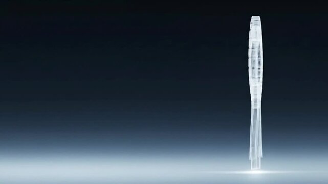 Abstract digital illustration of an award ribbon, symbolizing achievement, success, and recognition with a modern and futuristic design on a dark background