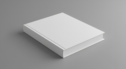 A blank white hardcover book lies on a plain gray background, ready for customization