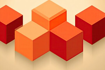 Obraz premium Abstract geometric design with overlapping orange and red cubes