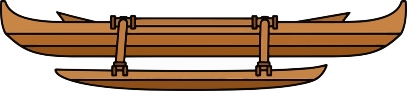 Traditional Hawaiian Outrigger Canoe. A traditional Hawaiian outrigger canoe, an iconic vessel for ocean voyages and fishing.