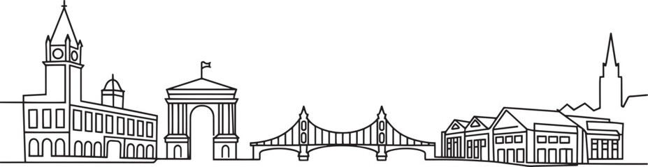 Budapest Skyline Continuous Line Drawing Vector Illustration. Hungary Cityscape Silhouette Outline