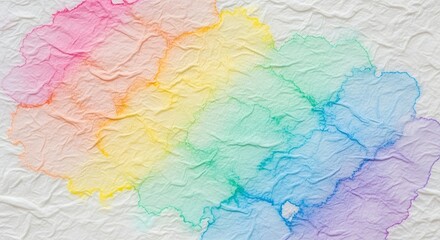 Abstract watercolor painting on textured white paper, featuring a vibrant rainbow spectrum of colors blending together.