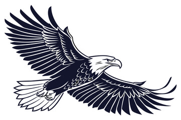 Majestic Eagle in Flight – Stylized Vector Silhouette of Soaring Bird with Spread Wings and Curved Beak for Nature & Freedom Designs