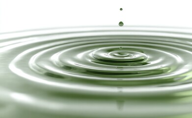 Green liquid drop impact, concentric ripples