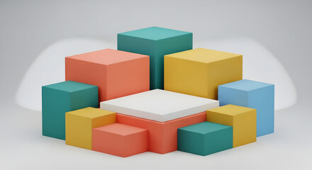 Fototapeta premium Colorful geometric display cubes