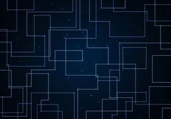Abstract dark blue digital network grid with glowing neon blue lines and subtle data points creating a futuristic technological background