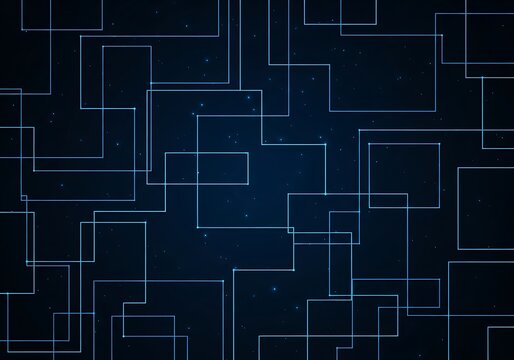 Abstract dark blue digital network grid with glowing neon blue lines and subtle data points creating a futuristic technological background