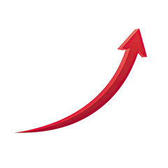 Red curved upward arrow graphic