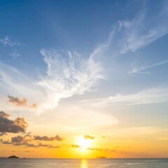 Ocean Sunset Sky, Tropical Beach Scene