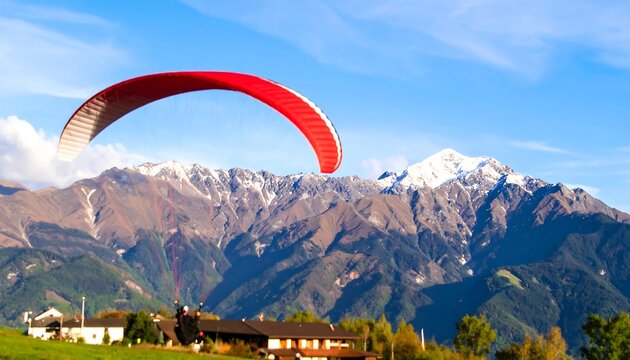 Paragliding over mountains