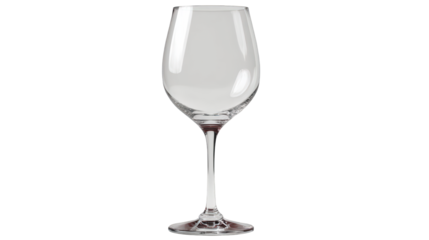 Elegant Clear Glass Wine Goblet with Thin Stem and Wide Bowl.