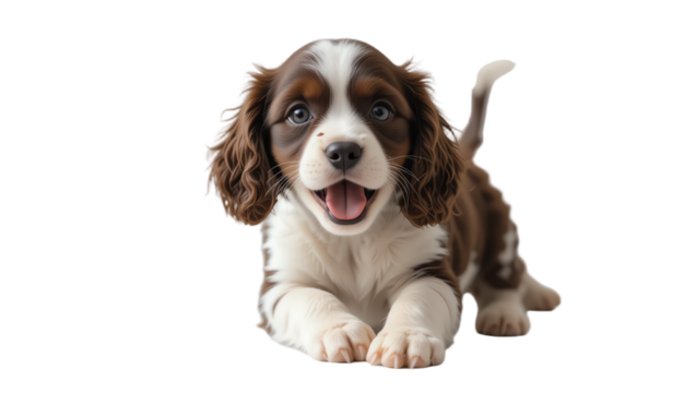 Adorable playful puppy with bright eyes and fluffy fur capturing joy and innocence in a professional studio portrait for pet lovers and commercial use