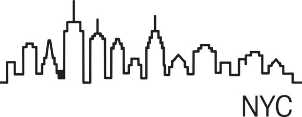 NYC Skyline Continuous Line Drawing Vector Illustration. New York Cityscape Silhouette Outline