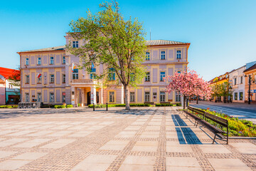 Liptovsky Mikulas main square in Liptov region around Tatras mountains , Slovakia