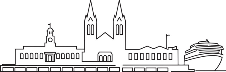 Saint John Skyline Silhouette Vector Illustration Cityscape Outline Landmark Travel Icon Design