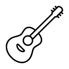Simple outline drawing of an acoustic guitar with a clean white background for easy design use