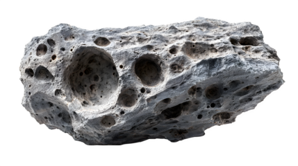 High-detail asteroid with irregular surface and craters, isolated on white background