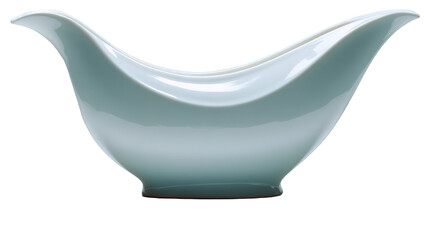 Elegant White Ceramic Gravy Boat with Modern Flowing Design and Glossy Finish.